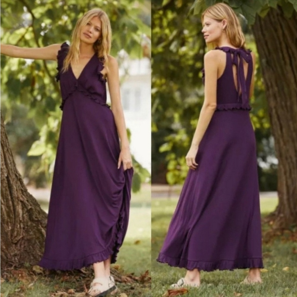 Anthropologie long purple summer dress S
